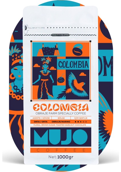 Colombia Obraje Farm Specially Coffee Çekirdek KAHVE-1000gr