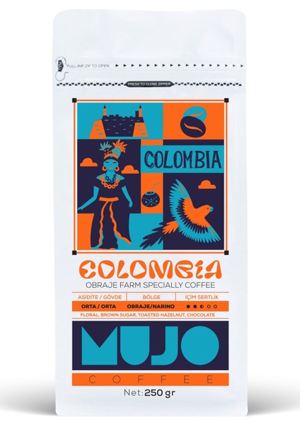 Colombia Obraje Farm Specially Coffee Çekirdek KAHVE-250gr