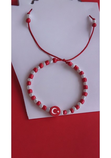 Milli Takıma Özel Türk Bayraklı Kumboncuk Bileklik modelleri