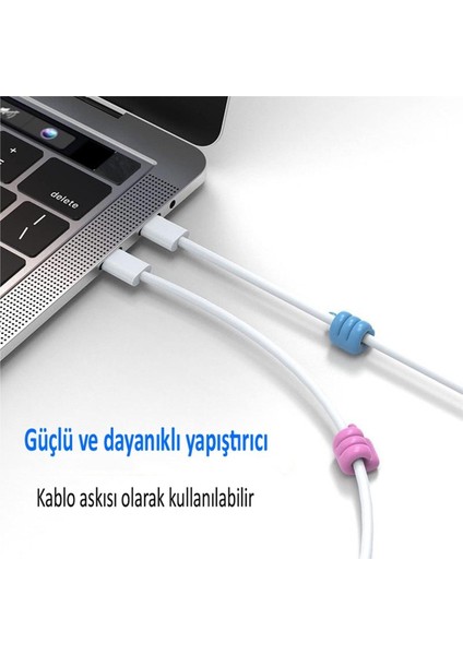 10 Adet Başparmak Kablo Tutucu Silikon Ev Organizatör Diş Fırçası Kulaklık Kablo Tutucu