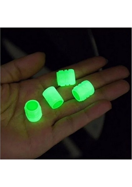 4 Adet Sibop Kapağı Fosforlu Floresan LED Pilsiz Araba Motorsiklet Bisiklet Lastik Sibop Kapağı