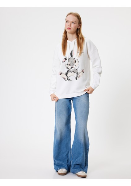 Bambi Oversize Kapüşonlu Sweatshirt Baskılı Şardonlu Lisanslı