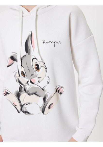 Bambi Oversize Kapüşonlu Sweatshirt Baskılı Şardonlu Lisanslı