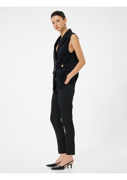 Yüksek Bel Cigarette Pantolon Cepli Slim Fit