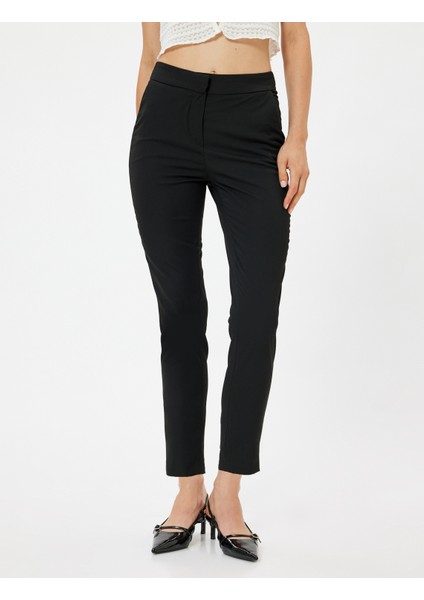 Yüksek Bel Cigarette Pantolon Cepli Slim Fit