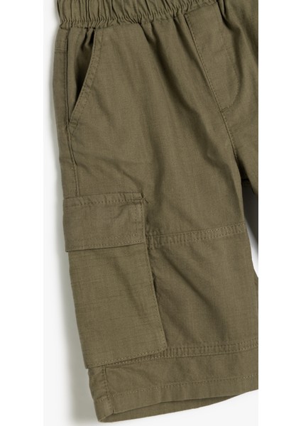 Kargo Şort Beli Lastikli Yanları Cepli Pamuklu modelleri