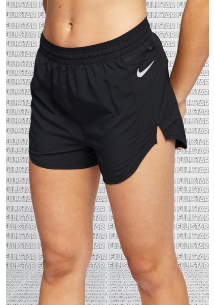 Tempo Luxe 3 Inch Running Shorts Black Fermuarlı Cepli Kısa Koşu Şortu Siyah