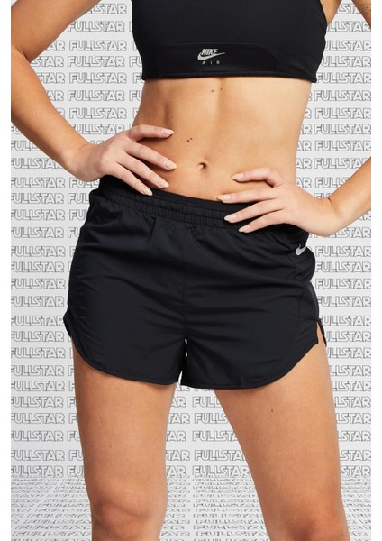 Tempo Luxe 3 Inch Running Shorts Black Fermuarlı Cepli Kısa Koşu Şortu Siyah