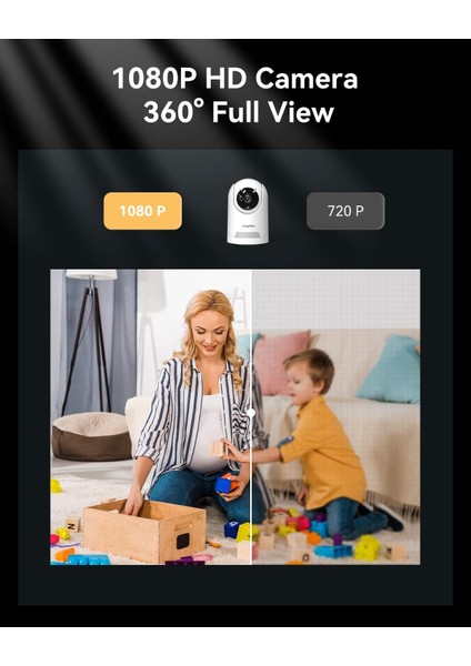 Long Plus Bebek Kamerası  360° Panoramik Kamera ve Evcil Hayvan, Monitörü - Ev Güvenlik Kamerası