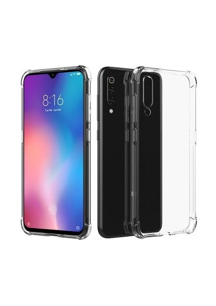 Techno Guru Xiaomi Mi 9 Köşe Korumalı Şeffaf Jelly Premium Silikon Kılıf