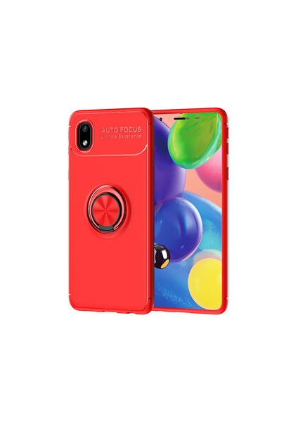 Samsung Galaxy A01 Core Ultra Koruma Sağlayan Stant Özellikli Yüzüklü Ravel Silikon Kılıf