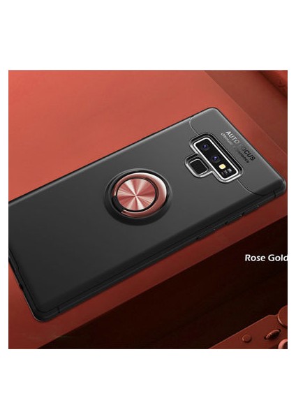 Samsung Galaxy Note 9 Ultra Koruma Sağlayan Stant Özellikli Yüzüklü Ravel Silikon Kılıf