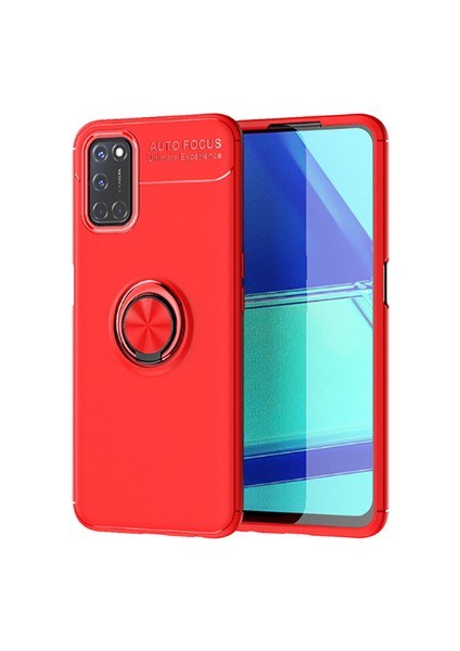 Oppo Reno A52 Ultra Koruma Sağlayan Stant Özellikli Yüzüklü Ravel Silikon Kılıf