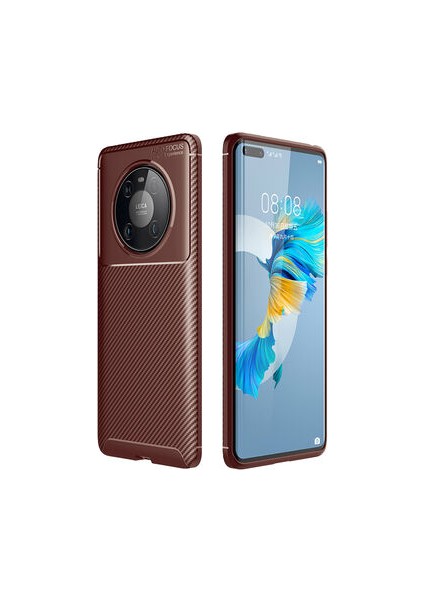 Huawei Mate 40 Pro Kılıf Karbon Gofret Desenli Kavex Premium Silikon Kapak