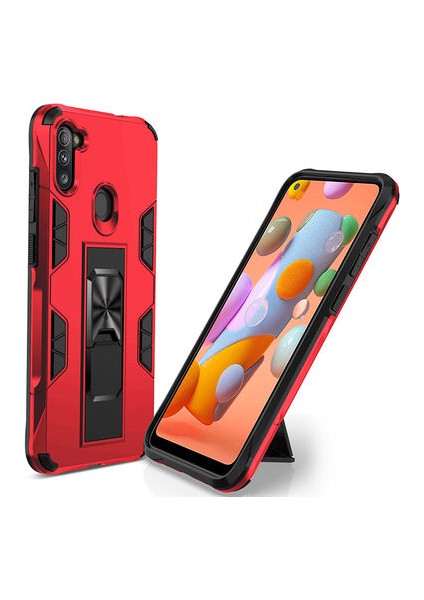Samsung Galaxy M11 Stantlı ve Tam Koruma Sağlayan Şık Volve Premium Sert Silikon Kılıf