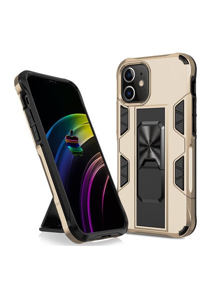 iPhone 12 Stantlı ve Tam Koruma Sağlayan Şık Volve Premium Sert Silikon Kılıf