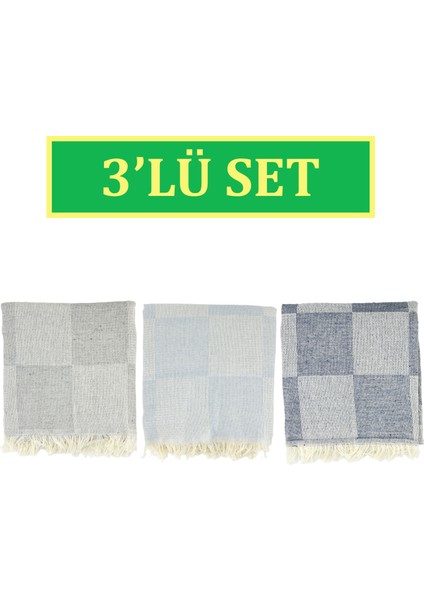 3'lü Set Dama Desenli Peştamal Plaj Havlusu 70X155 cm