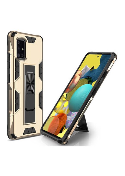 Samsung Galaxy A71 Stantlı ve Tam Koruma Sağlayan Şık Volve Premium Sert Silikon Kılıf