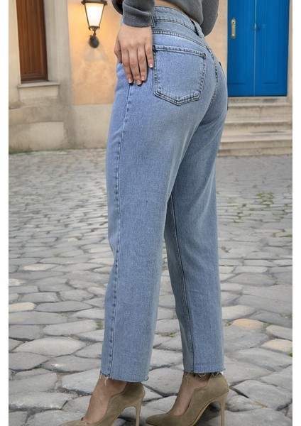 Mom Fit Jean Kadın Kot Pantolon Lacivert