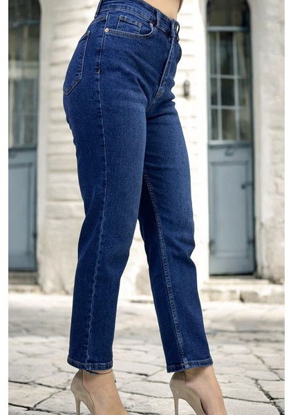 Mom Fit Jean Kadın Kot Pantolon Lacivert fiyatları