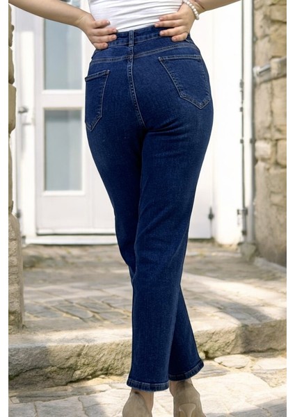 Yagmur Beren Mom Fit Jean Kadın Kot Pantolon Lacivert modelleri