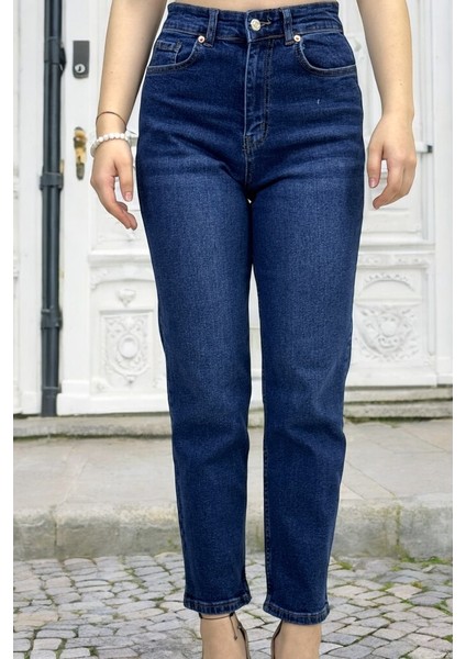Yagmur Beren Mom Fit Jean Kadın Kot Pantolon Lacivert indirimleri