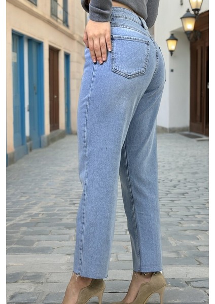 Yüksek Bel Likralı Mom Fıt Jean Kot Pantolon indirimleri