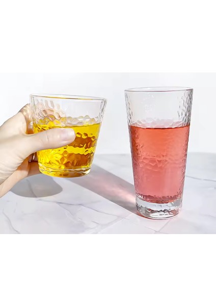 Ezme Tasarım Cam Su,Meşrubat,Latte,Kahve,Smoothie Bardağı 350 ML 2 Adet-4361