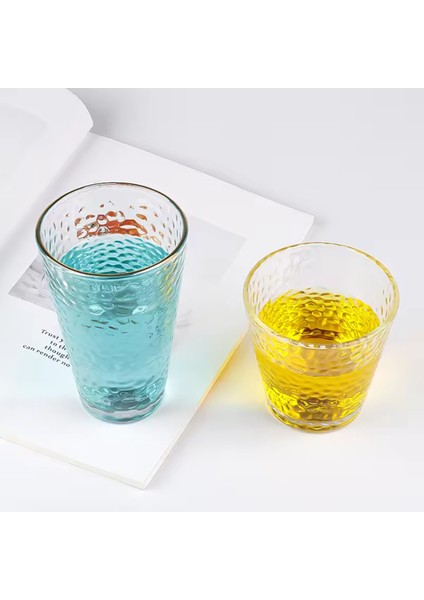 Ezme Tasarım Cam Su,Meşrubat,Latte,Kahve,Smoothie Bardağı 350 ML 2 Adet-4361