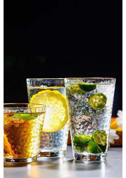 Ezme Tasarım Cam Su,Meşrubat,Latte,Kahve,Smoothie Bardağı 350 ML 2 Adet-4361