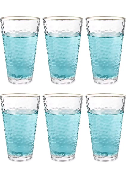 Ezme Tasarım Cam Su,Meşrubat,Latte,Kahve,Smoothie Bardağı 350 ML 6 Adet-4361