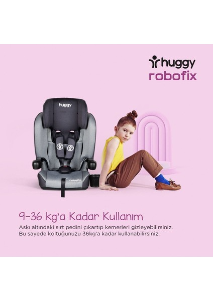 9-10 kg Siyah Robofix 9-36 kg Isofixli Katlanabilir Oto Koltuğu  2 Yıl 9 - 36 kg Siyah