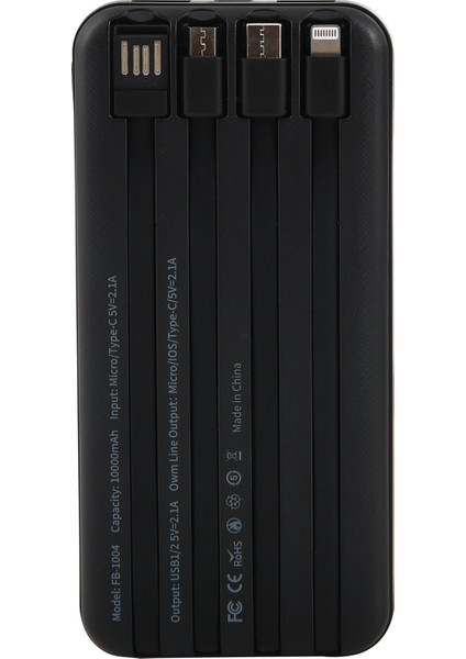 Powerbank 10000 Mah Wireless Charging Type-C USB Lightning Micro