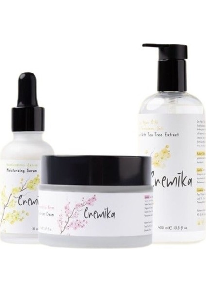3’lü Yüz Bakım Seti-Çay Ağacı Temizleme Jeli,ölmez Çiçek Serum,niacinamide Nemlendirici Krem
