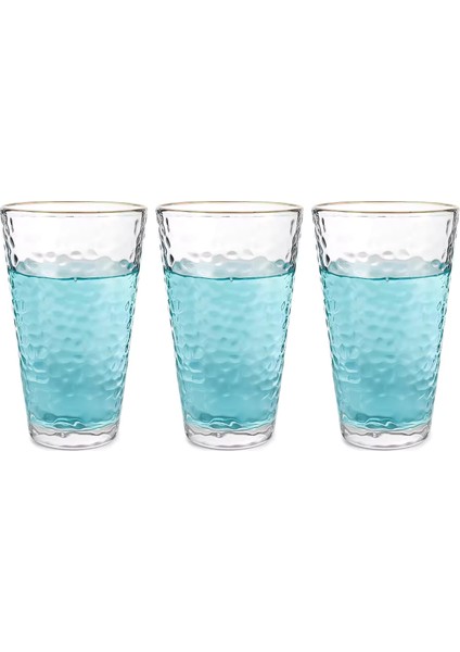Ezme Tasarım Cam Su,Meşrubat,Latte,Kahve,Smoothie Bardağı 350 ml 3 Adet-4361