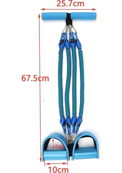 Mavi Stil 4 Tüp Elastik Çekme Halatları Pedalı Direnç Bandı Naylon Kollu Spor Elastik Bantlar Bel, Kol, Yoga Germe (Yurt Dışından) modelleri