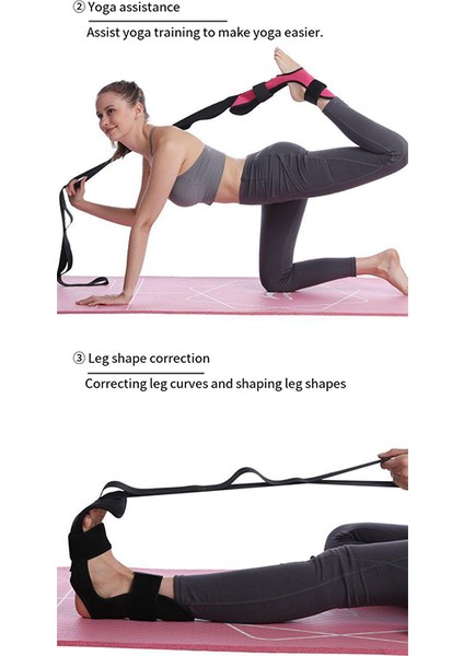 Pembe Tarzı Yoga Ligament Germe Bacak Sedye Kayışı Bale Tezahürat Dans Jimnastik Eğitmen Yoga Esneklik Bacak Streç Kemer (Yurt Dışından)