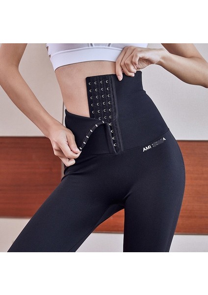 Gri Tarzı L Boyutu Kadın Yüksek Bel Eğitim Tayt Vücut Şekillendirici Dikişsiz Slim Fit Bacak Kanca Şınav Egzersiz Spor Koşu Pantolonu (Yurt Dışından)