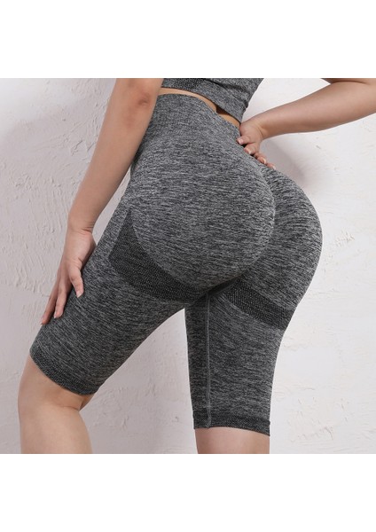 Mor Tarzı L Boyutu Kadın Yaz Dikişsiz Şort Spor Salonu Şınav Spor Spor Tayt Yüksek Bel Sıska Kısa Pantolon Rahat Egzersiz Şortu (Yurt Dışından)