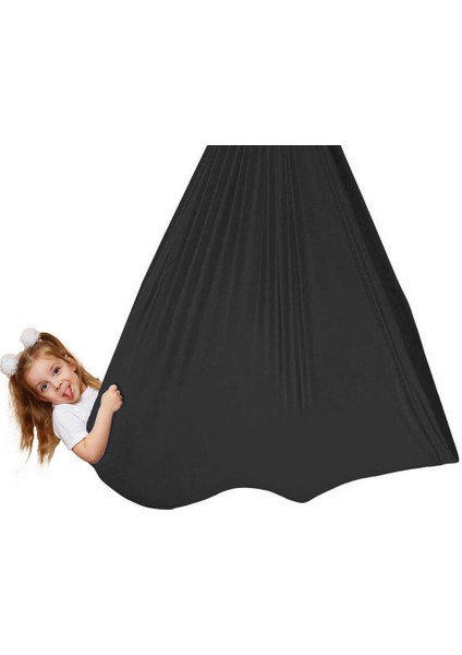 SIYAH-150-280CM Tarzı cm Çocuk Yoga Hamak Spor Salıncak Yoga Seti Açık Bahçe Hava Yoga Ekipmanları Çocuk Bahçe Salıncağı (Yurt Dışından)