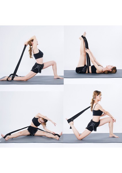 Siyah Stil 3 Metre Yoga Kemer Fitness Bantları Bacak Streç Askı Bale Dans Spor Salonu Egzersiz Halat Yoga Kapı Esneklik Bacak Sedye Kemeri (Yurt Dışından)