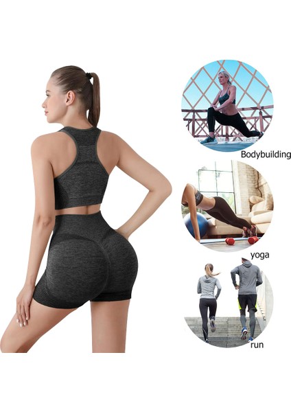 Siyah Stil L Boyutu Kadın Koşu Eğitim Kıyafetleri Polyester Dikişsiz Yoga Üst Şort Taşınabilir Nefes Giyilebilir Elastik Darbeye Dayanıklı Spor Malzemeleri (Yurt Dışından) modelleri