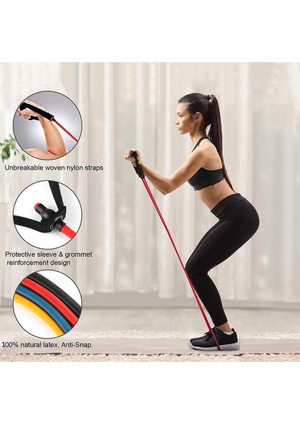 Mavi Stil 120 cm Spor Direnç Bantları Kolları ile Yoga Spor Salonu Çekme Halatı Egzersiz Ev Eğitim Genişletici Fitness Ekipmanları Elastik Bantlar (Yurt Dışından)