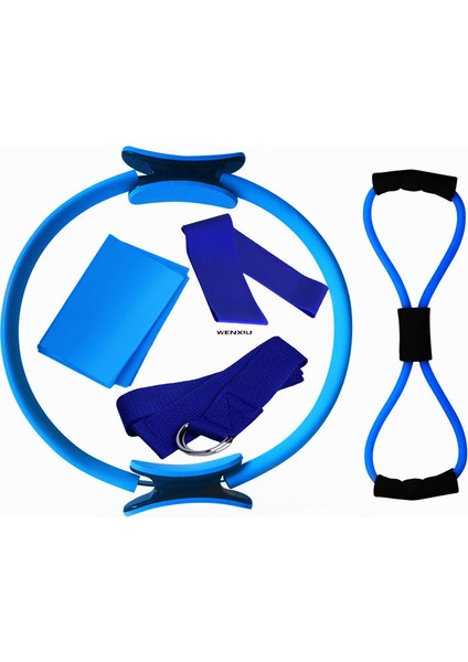 No.4 Stili Basit Yoga Daire Kaymaz Tatsız Pilates Halkası Çekme Havlusu Esnek Kemer Şekil Ralli Direnci Ev Spor Salonu 5 Adet (Yurt Dışından)