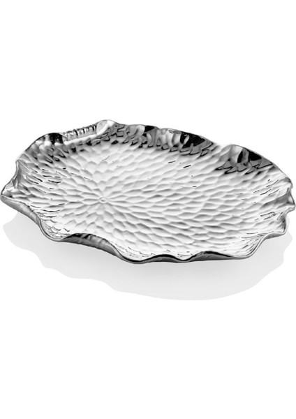Lotus Beyaz -Gümüş Oval Kayık Tabak 42X31 cm