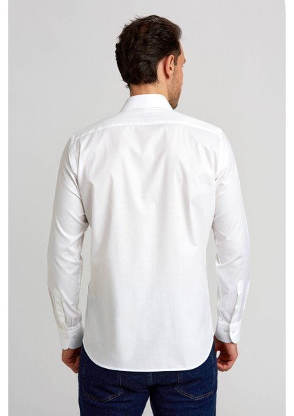 Regular Fit Beyaz Basic Klasik Erkek Gömlek GM23K232071_D01 modelleri