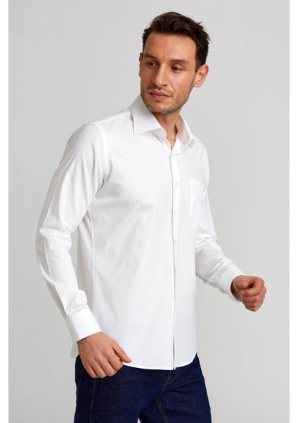 Regular Fit Beyaz Basic Klasik Erkek Gömlek GM23K232071_D01 indirimleri