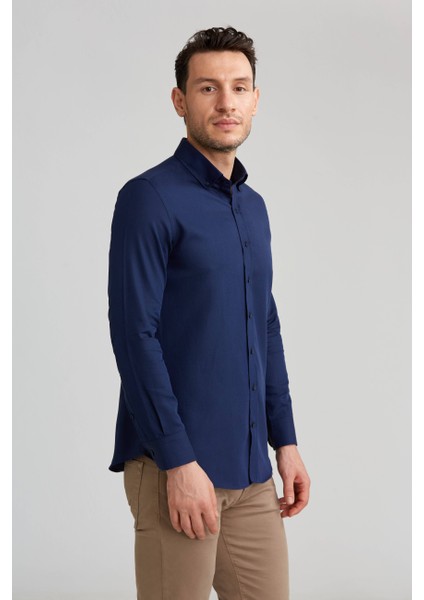 Modern Fit Lacivert Erkek Gömlek GMARS0422300213_D39 indirimleri