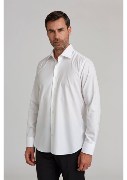 Platinium Regular Fit Beyaz Erkek Gömlek PLTG005_D01