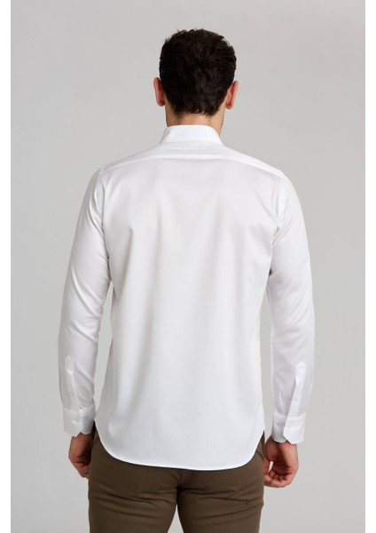 Regular Fit Paşa Yaka Beyaz Spor Basic Erkek Gömlek GM23K232067_D01 fiyatları